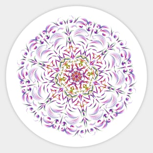 White and Bright Pink Kaleidoscope Mandala | Cherie's Art(c)2021 Sticker